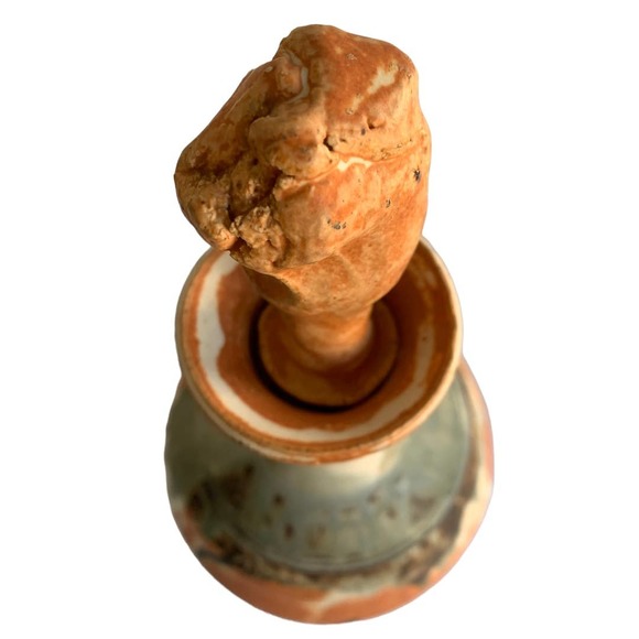 Brutalist Decanter Studio Art Pottery Sanded Slip Glaze Hand Formed Stopper - Picture 4 of 10